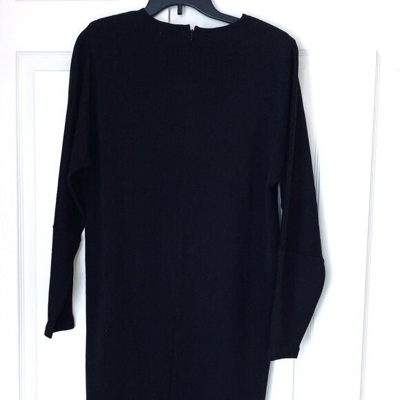 LIZ CLAYBORNE Fine Knit Black Sheath Sweater Dress Long Sleeves LBD Sz M - Picture 6 of 12